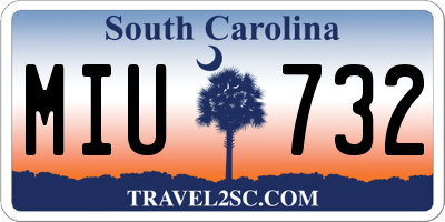 SC license plate MIU732