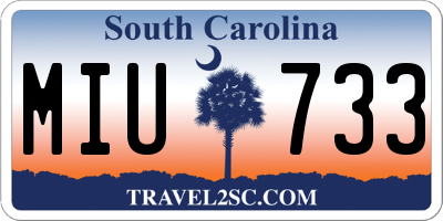 SC license plate MIU733