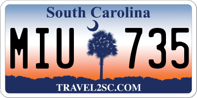 SC license plate MIU735