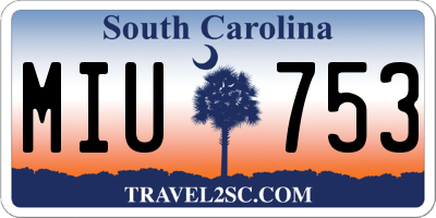 SC license plate MIU753