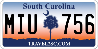 SC license plate MIU756
