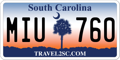SC license plate MIU760