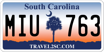 SC license plate MIU763