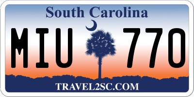 SC license plate MIU770