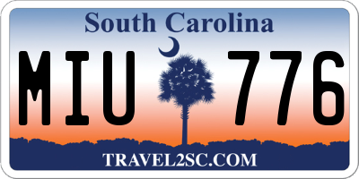 SC license plate MIU776