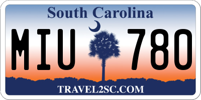SC license plate MIU780