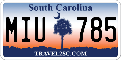 SC license plate MIU785