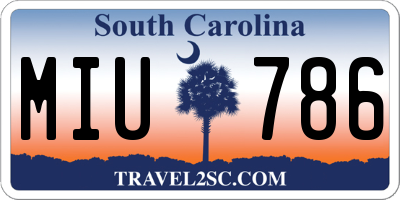 SC license plate MIU786
