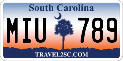 SC license plate MIU789