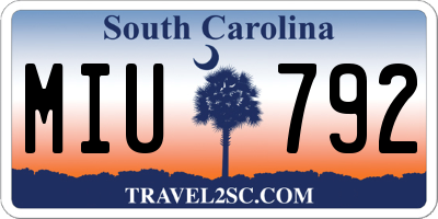 SC license plate MIU792