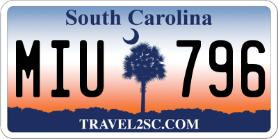 SC license plate MIU796