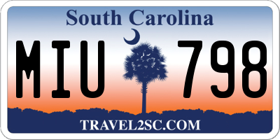 SC license plate MIU798