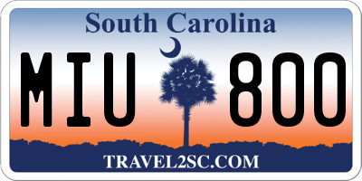 SC license plate MIU800