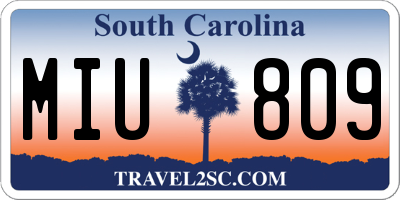 SC license plate MIU809