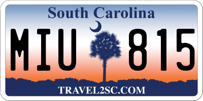 SC license plate MIU815
