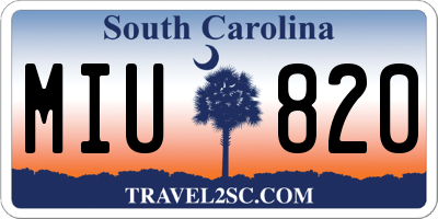 SC license plate MIU820
