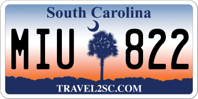 SC license plate MIU822