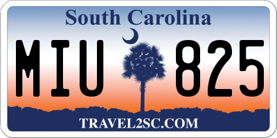 SC license plate MIU825
