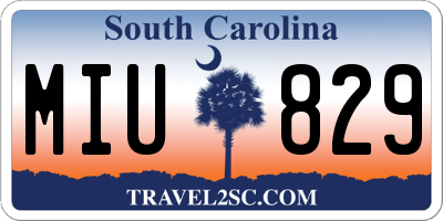 SC license plate MIU829