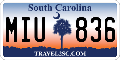 SC license plate MIU836