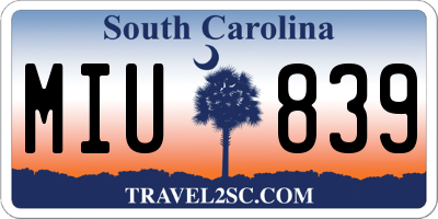 SC license plate MIU839
