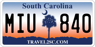 SC license plate MIU840