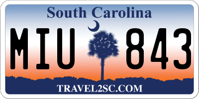 SC license plate MIU843