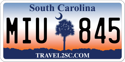 SC license plate MIU845