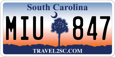 SC license plate MIU847