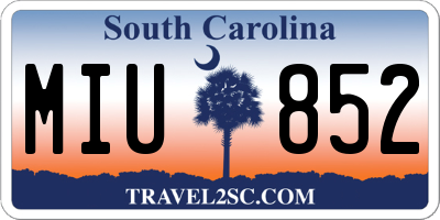 SC license plate MIU852
