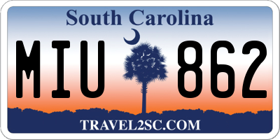 SC license plate MIU862