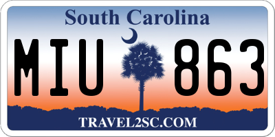 SC license plate MIU863