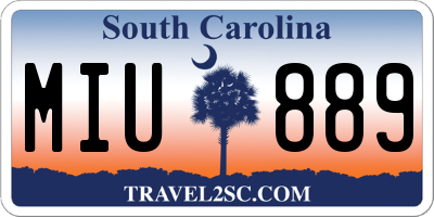 SC license plate MIU889