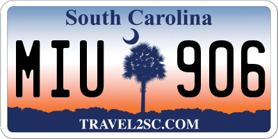 SC license plate MIU906