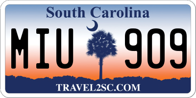 SC license plate MIU909