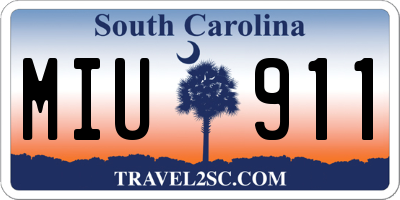 SC license plate MIU911
