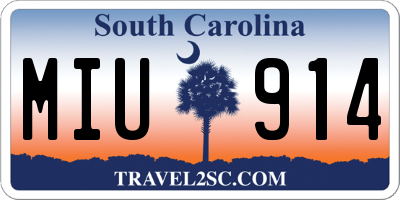 SC license plate MIU914