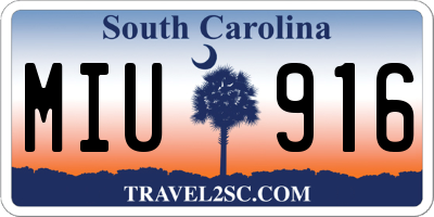 SC license plate MIU916