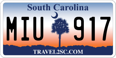 SC license plate MIU917
