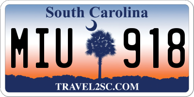 SC license plate MIU918