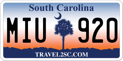 SC license plate MIU920