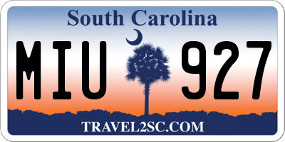 SC license plate MIU927