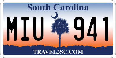 SC license plate MIU941