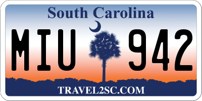 SC license plate MIU942