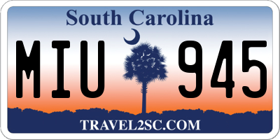 SC license plate MIU945