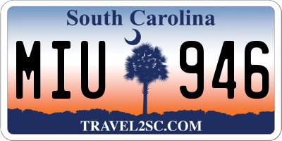 SC license plate MIU946