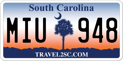 SC license plate MIU948