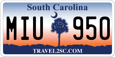 SC license plate MIU950