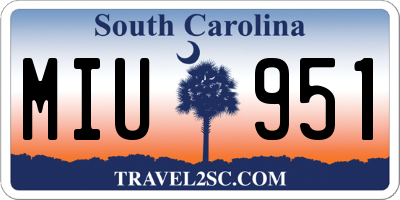 SC license plate MIU951