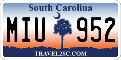 SC license plate MIU952